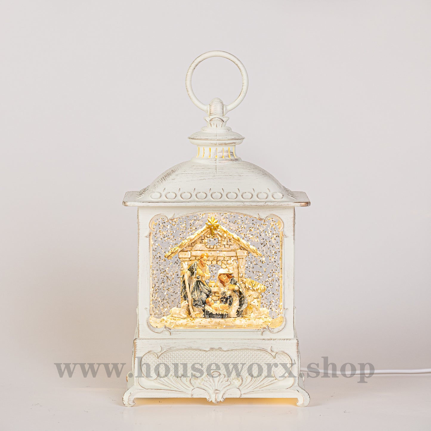 European christmas snow globe nativity