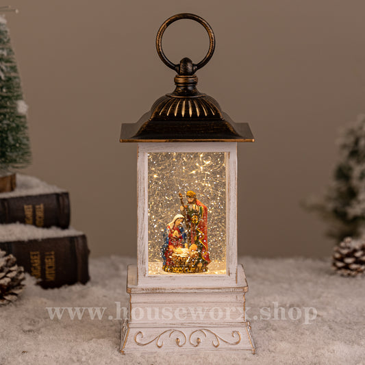 Manhattan Christmas snow globe nativity