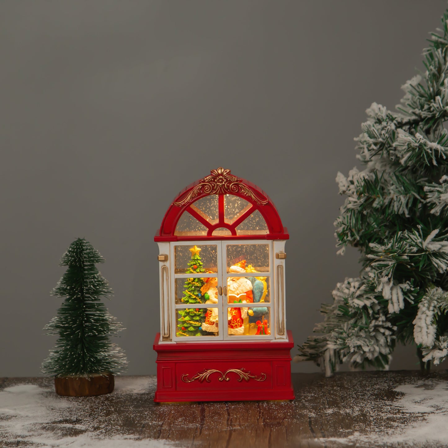 Window christmas snow globe santa