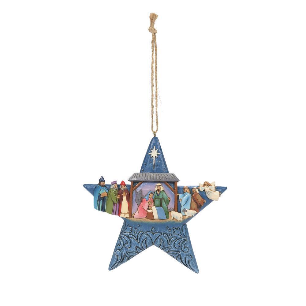 Jim Shore Heartwood Creek - 11cm/4.25" Star With Nativity Scene Hanging Ornament