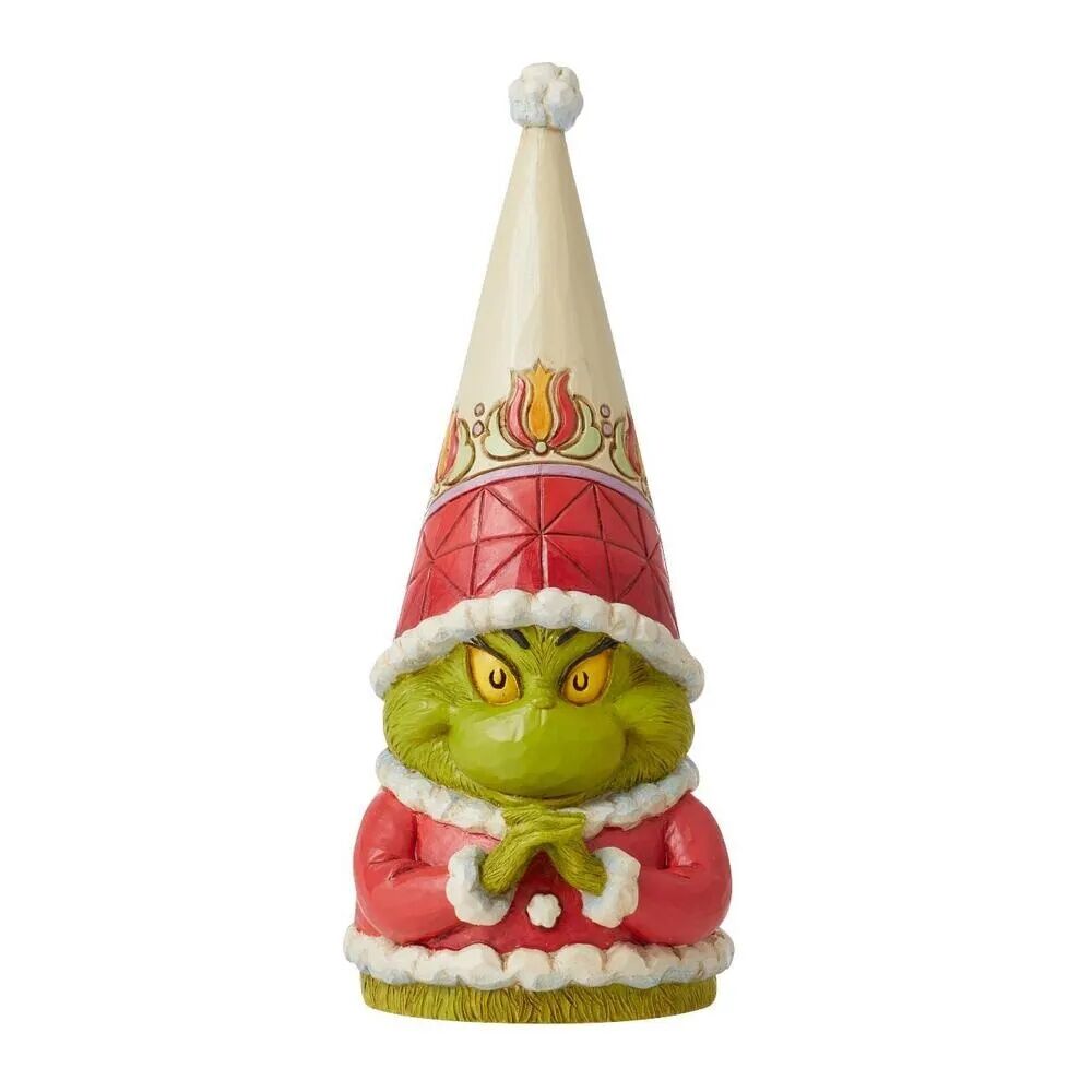 Animated character figurine with a red hat and green face on a white background