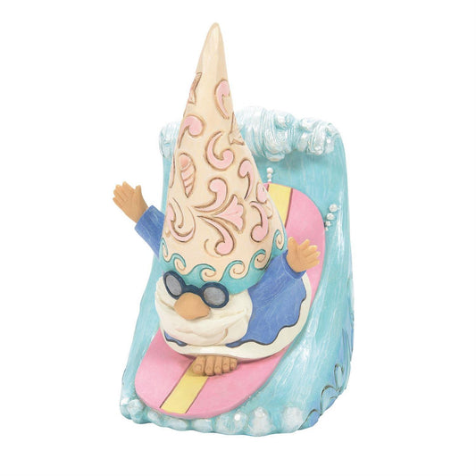 Colorful gnome figurine with a cone-shaped hat on a white background