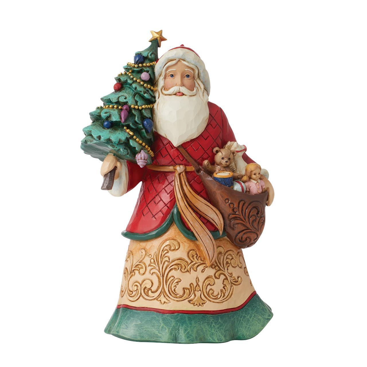 Jim Shore Heartwood Creek - Santa With Tree And Toy Bag