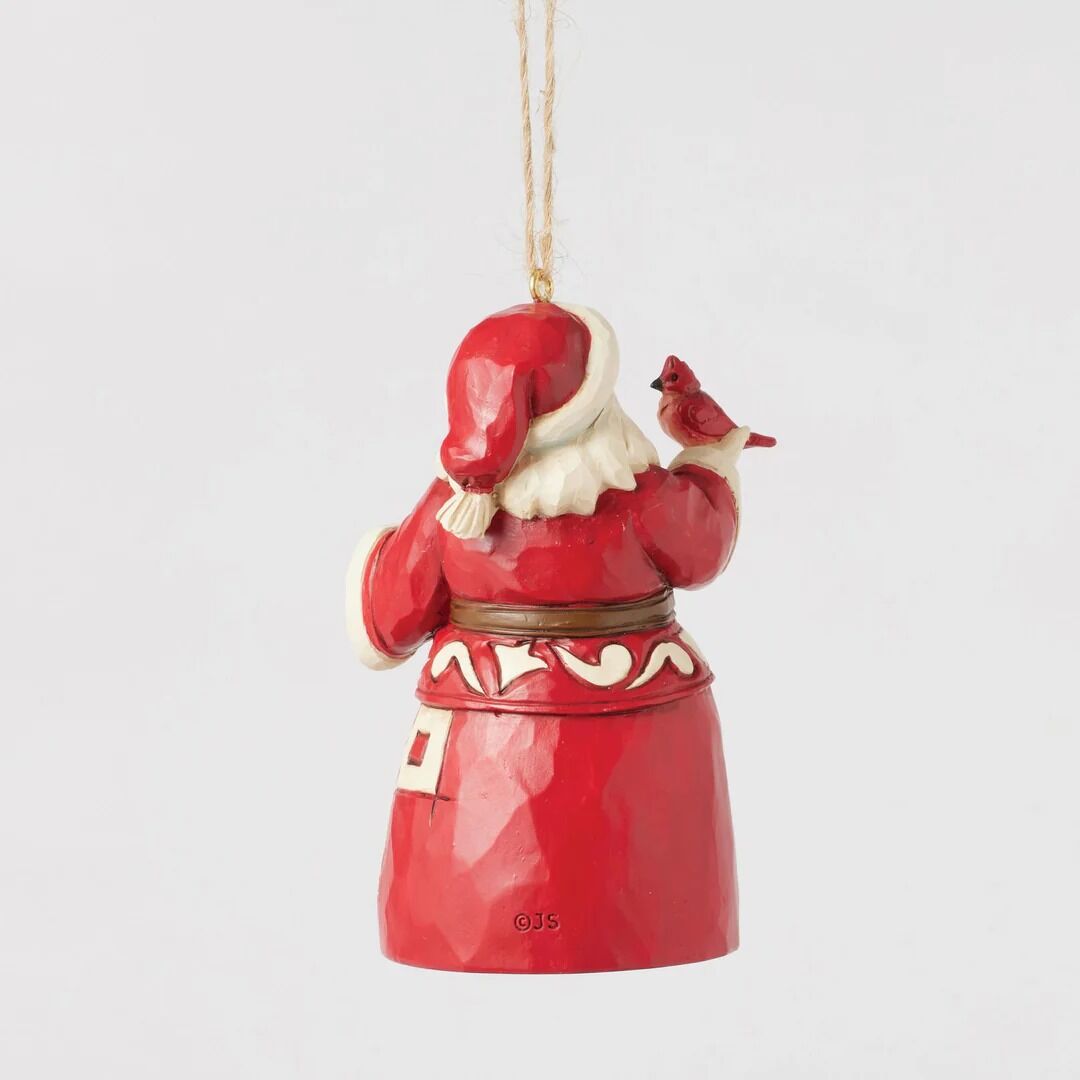 Jim Shore Heartwood Creek - 10cm Nordic Noel Santa with Cardinal Hanging Ornament