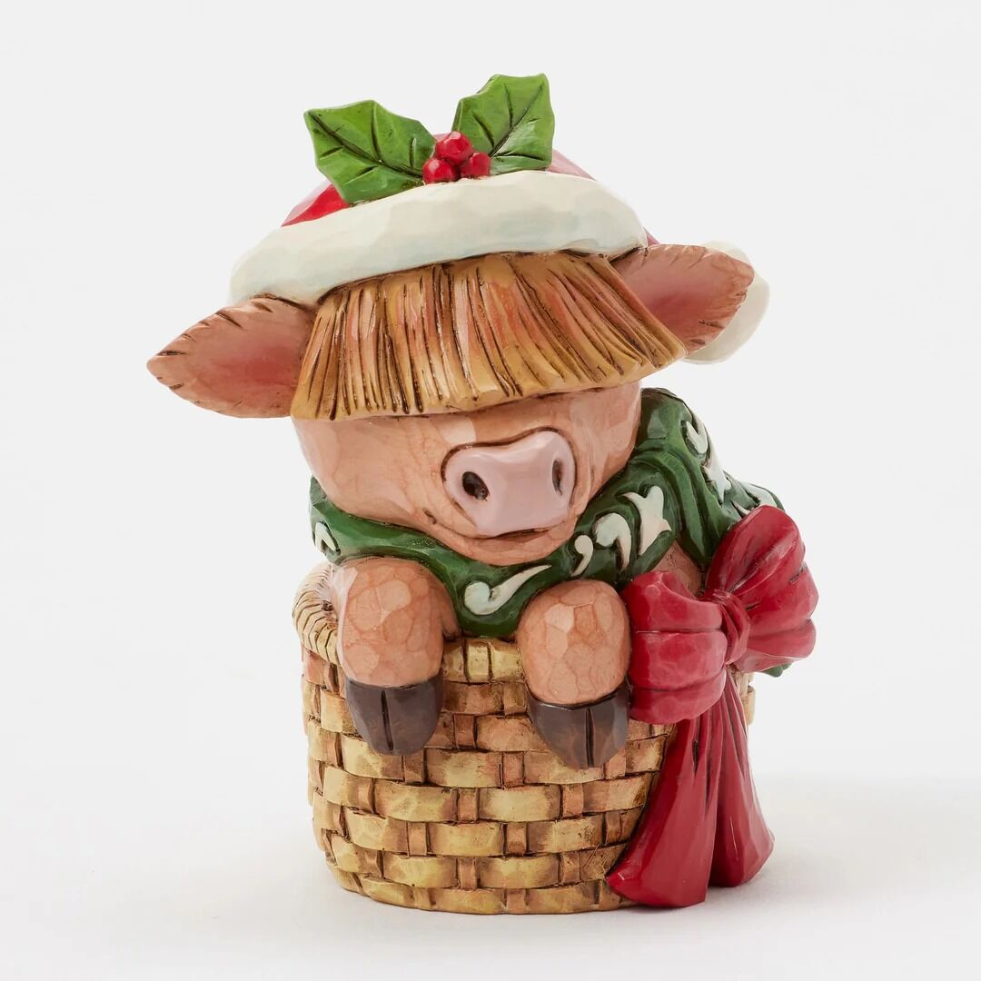 Jim Shore Heartwood Creek - Highland Cow in Basket Mini