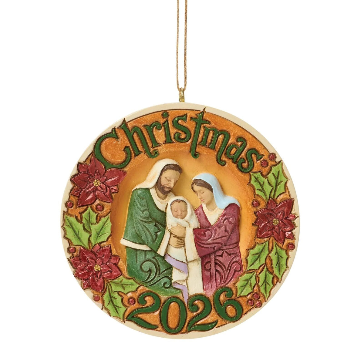 Jim Shore Heartwood Creek - 8cm Dated 2026 Holy Family Hanging Ornament