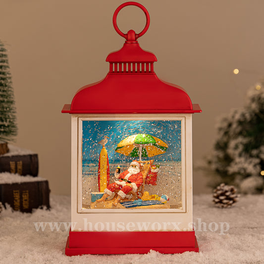 Aussie beach santa christmas snow globe