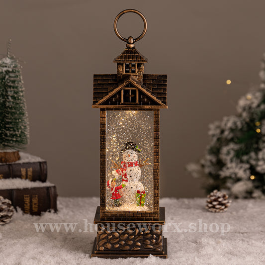 House christmas snow globe snowman