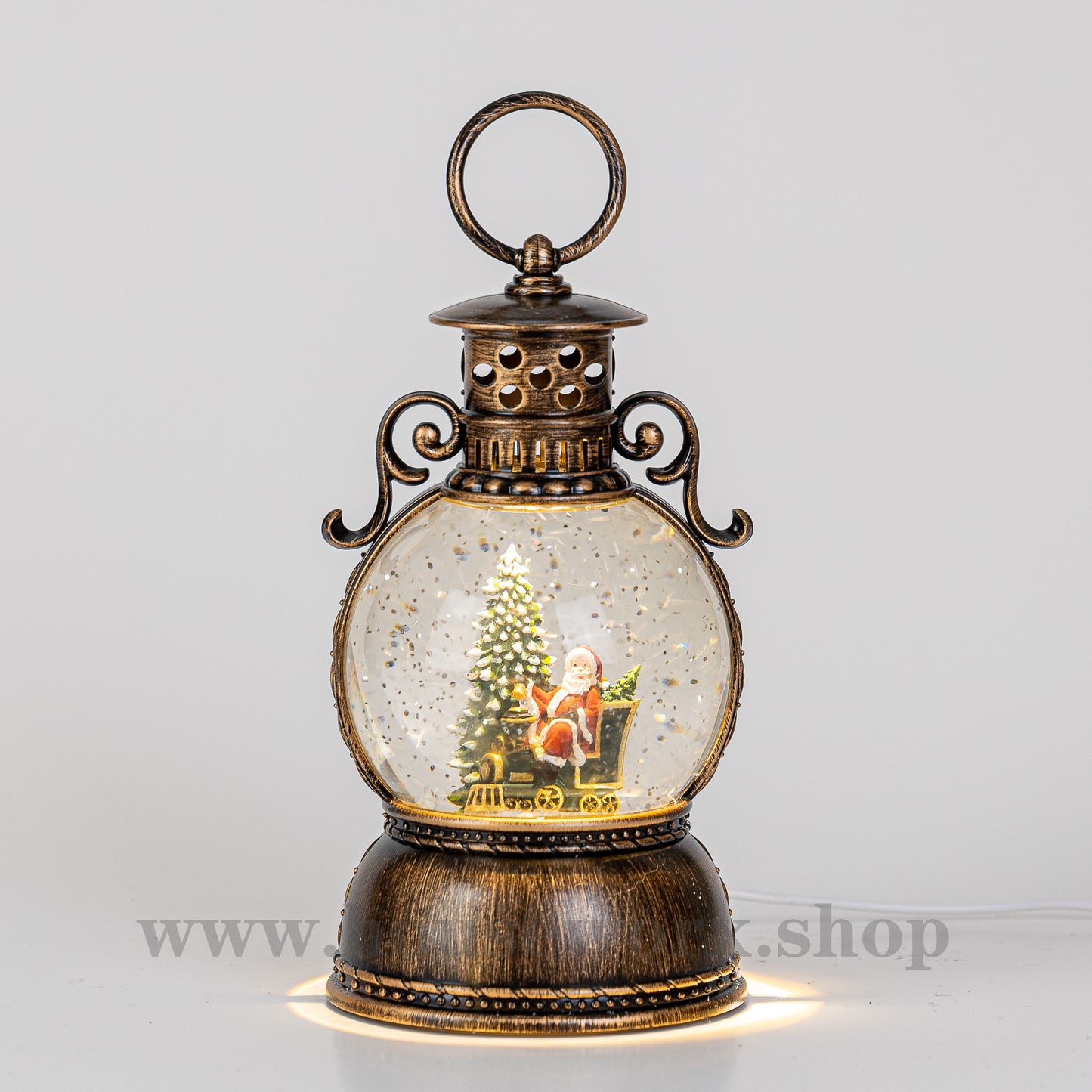 Court christmas snow globe santa and sleigh front