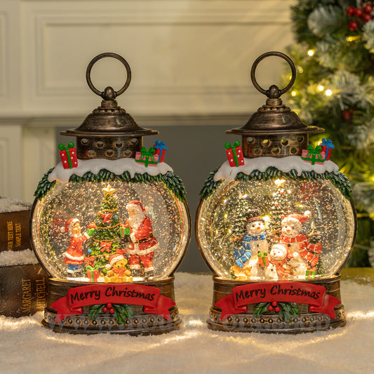 Festive oval collection snow globe