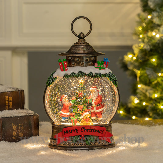 Festive oval collection snow globe santa