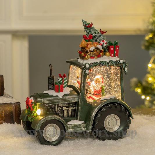 Festve Tractor Collection Snow Globe green