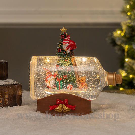 Gnome Bottle christmas snow globe