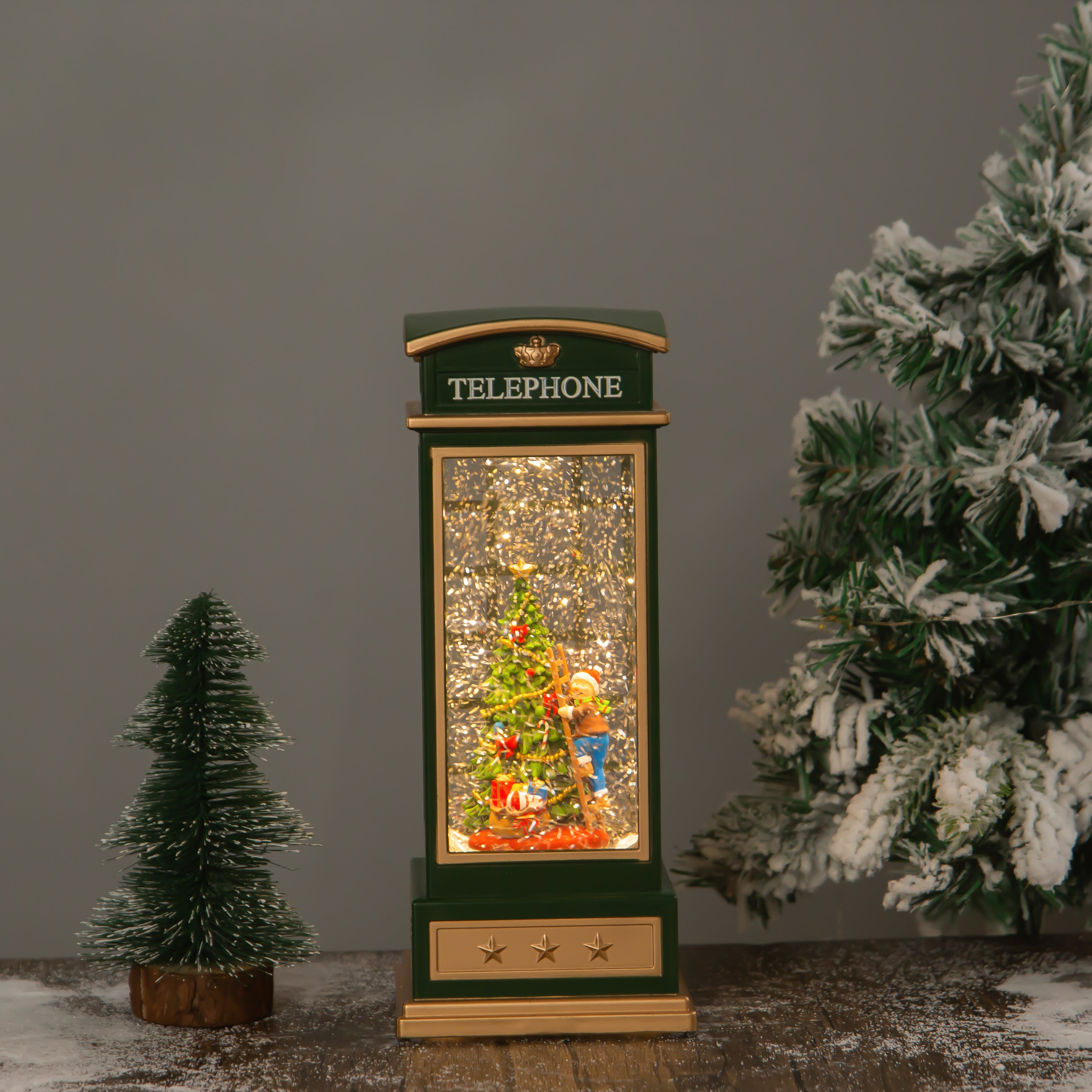 Telephone Booth Christmas Tree Christmas Snow Globes by House worX