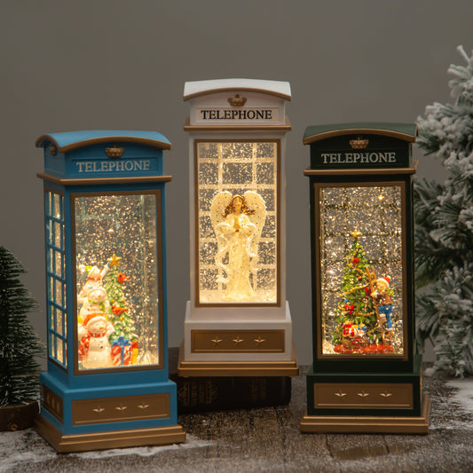 telephone booth Christmas snow globe group 3 front