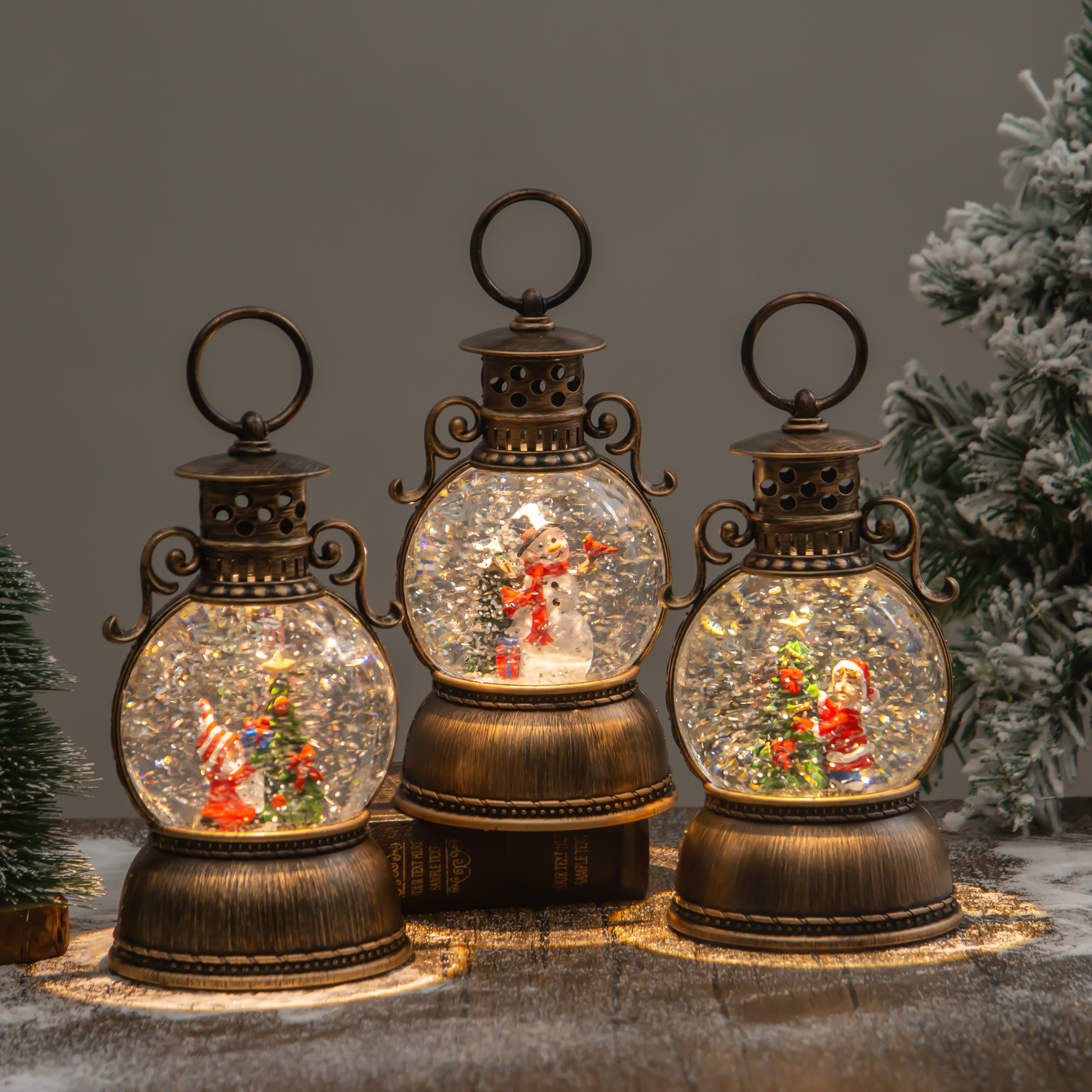 Vintage Camp Lantern House worX Christmas Snow Globes by House worX