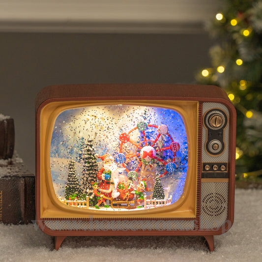 Retro Television Ferris wheel christmas snow globe