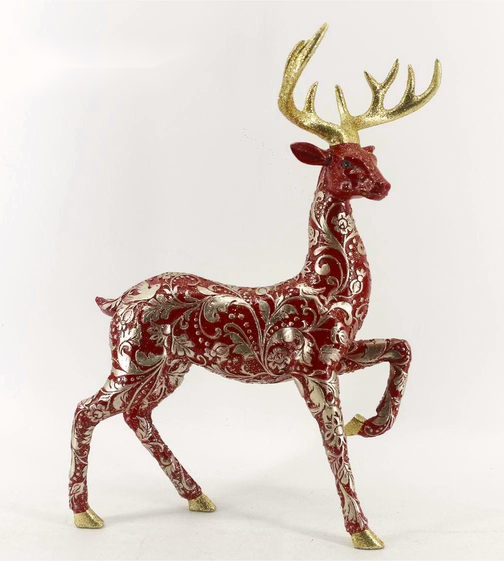 Dashing Damask Reindeer Figurine