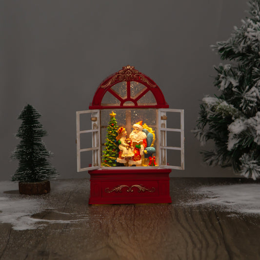 Window christmas snow globe santa