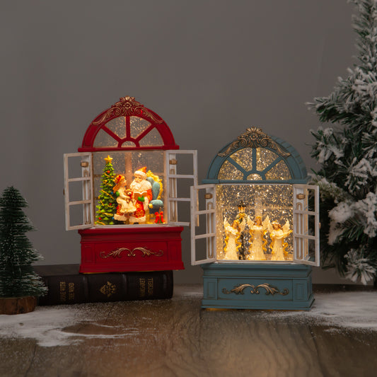 Window globe angel and santa