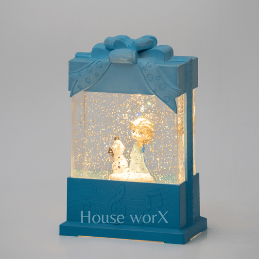 Present - Blue Snowman - Christmas Snow Globes by House worX
