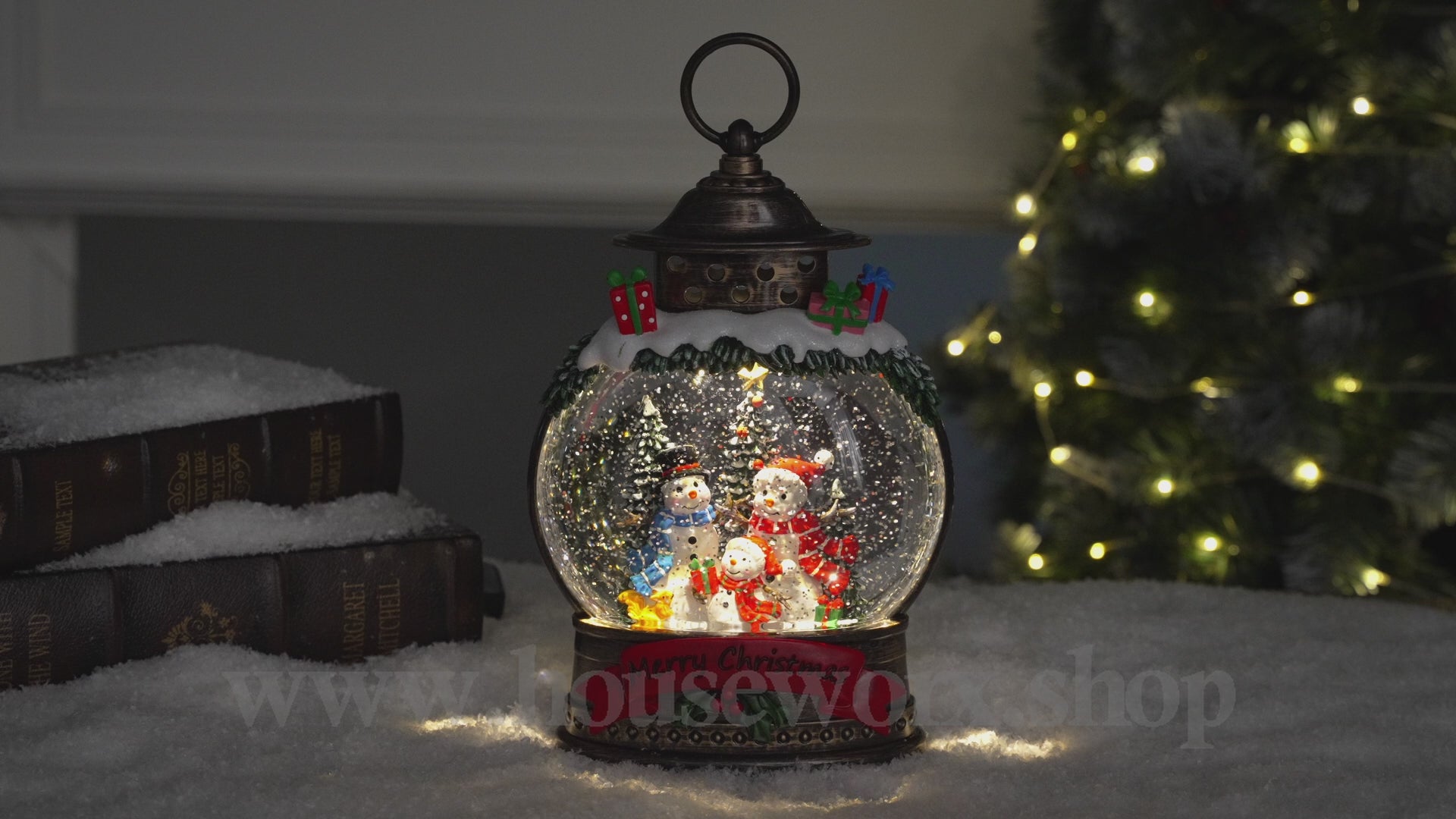 Festive oval collection snow globe snowman video