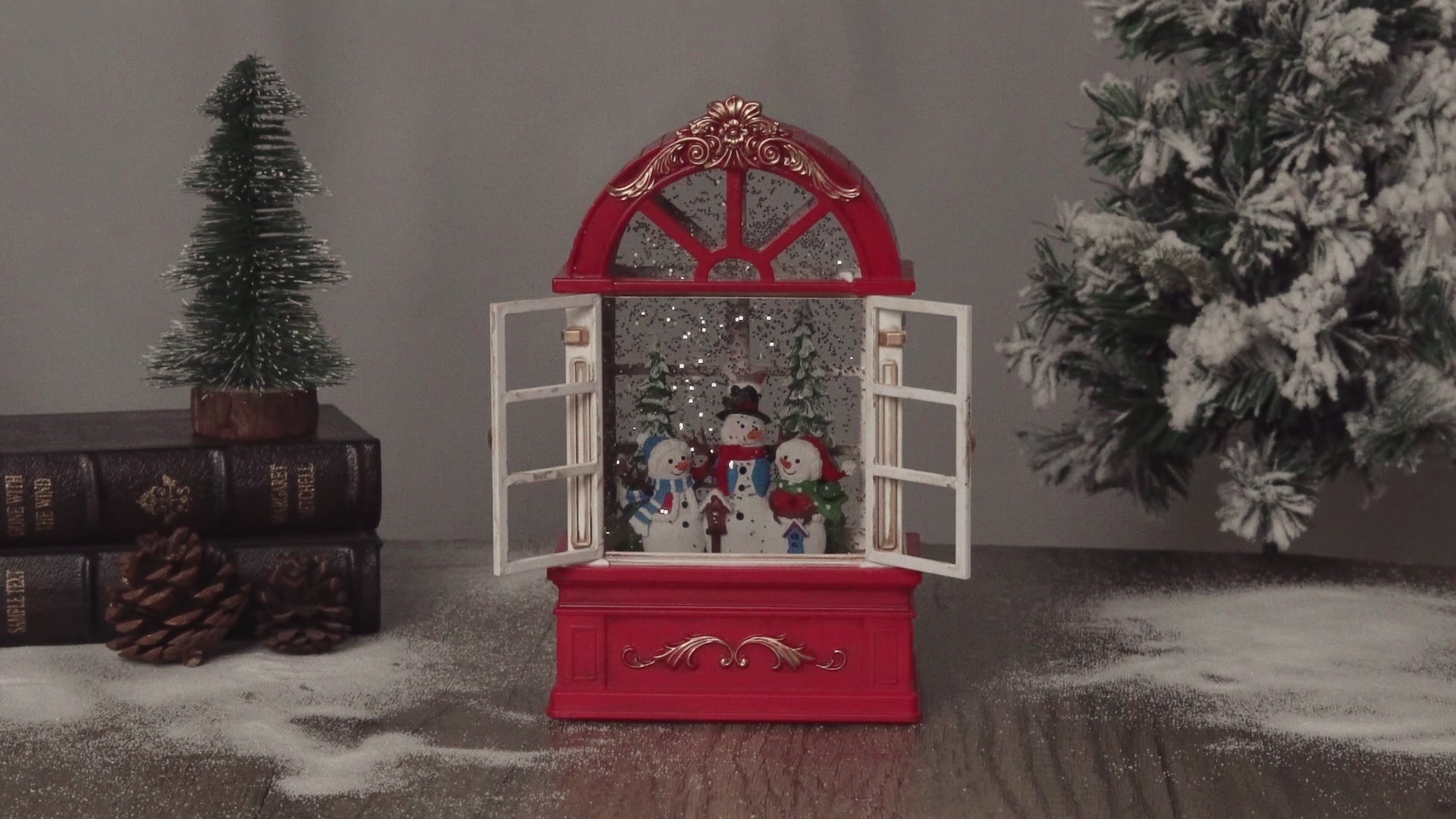 Window globe snowman window open video