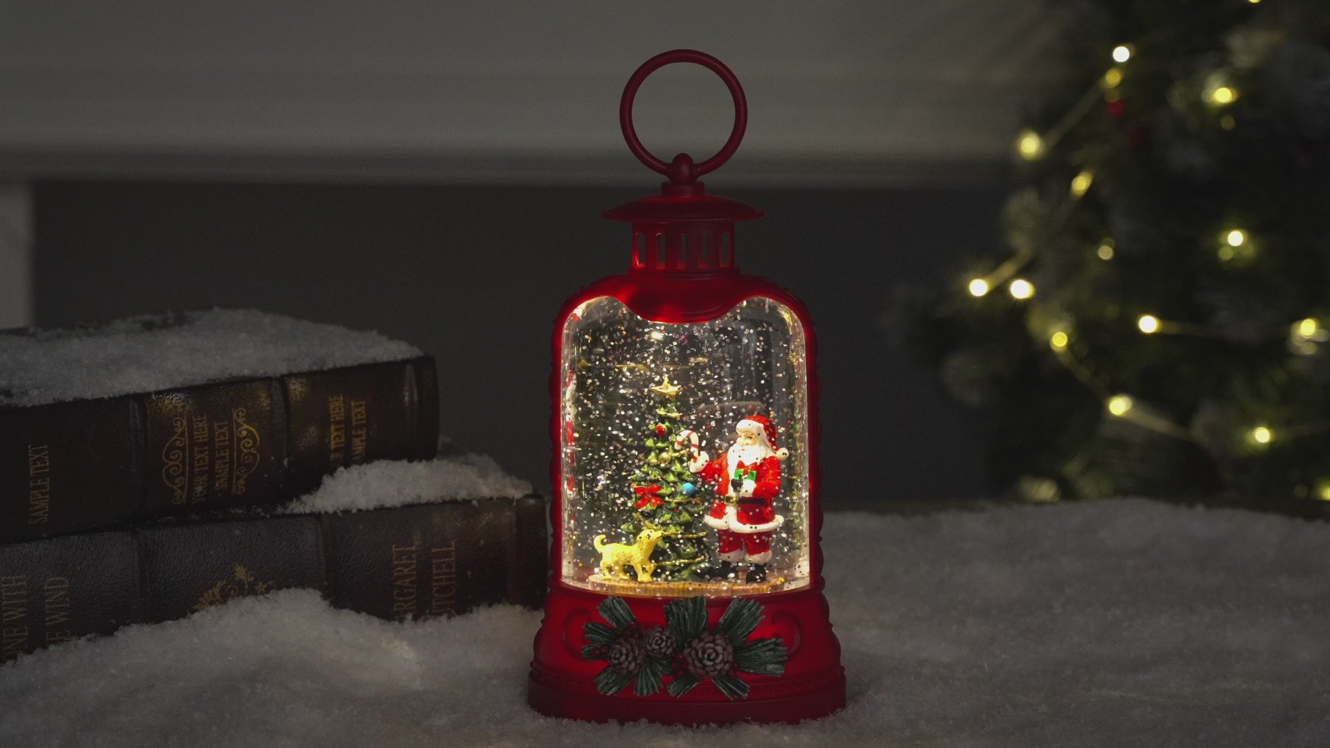 Ornate bell collection snow globe santa video