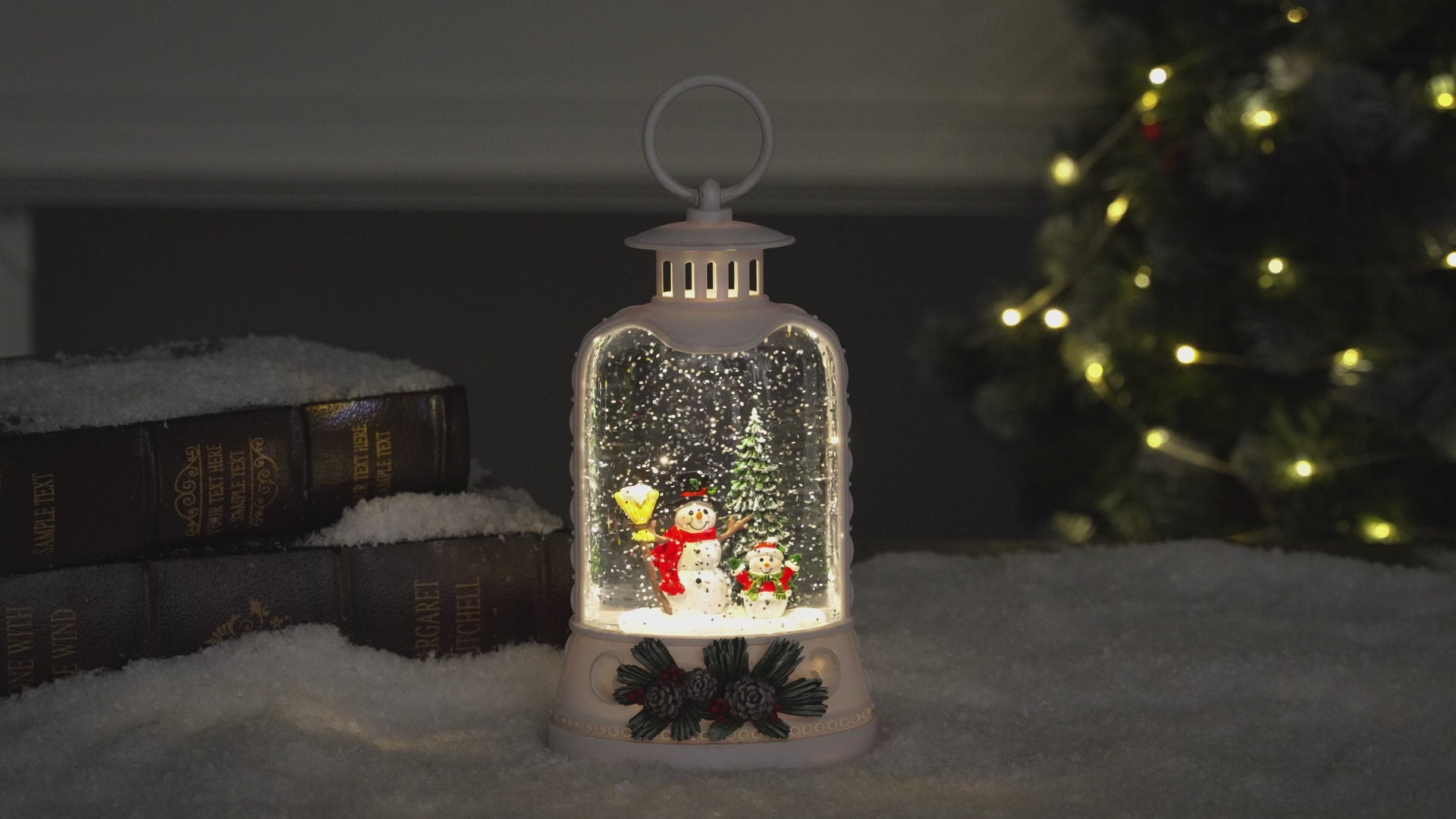 Ornate bell collection snow globe snowman video