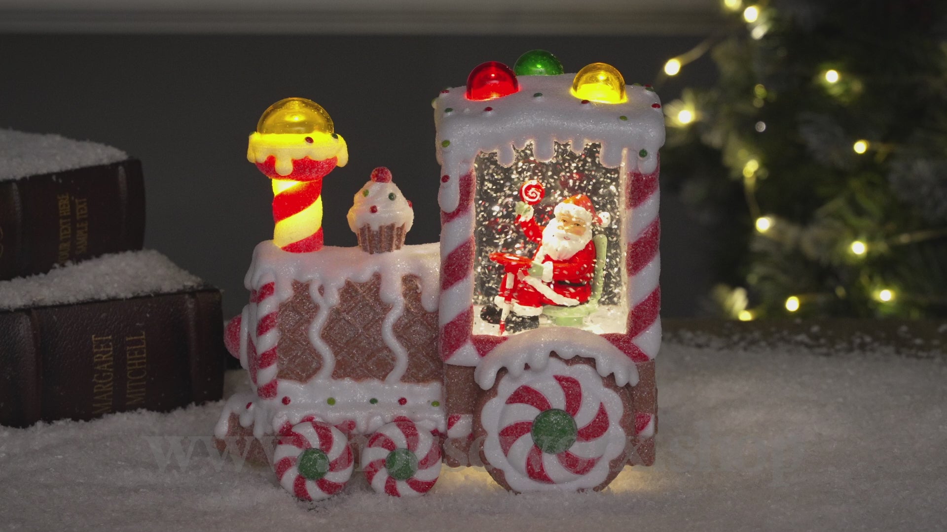 Candy Gingerbread train christmas snow globe video