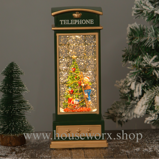 telephone Booth Christmas Tree snow globe