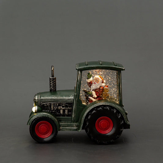 green tractor christmas snow globe plain