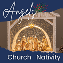Nativity church angel snow globe