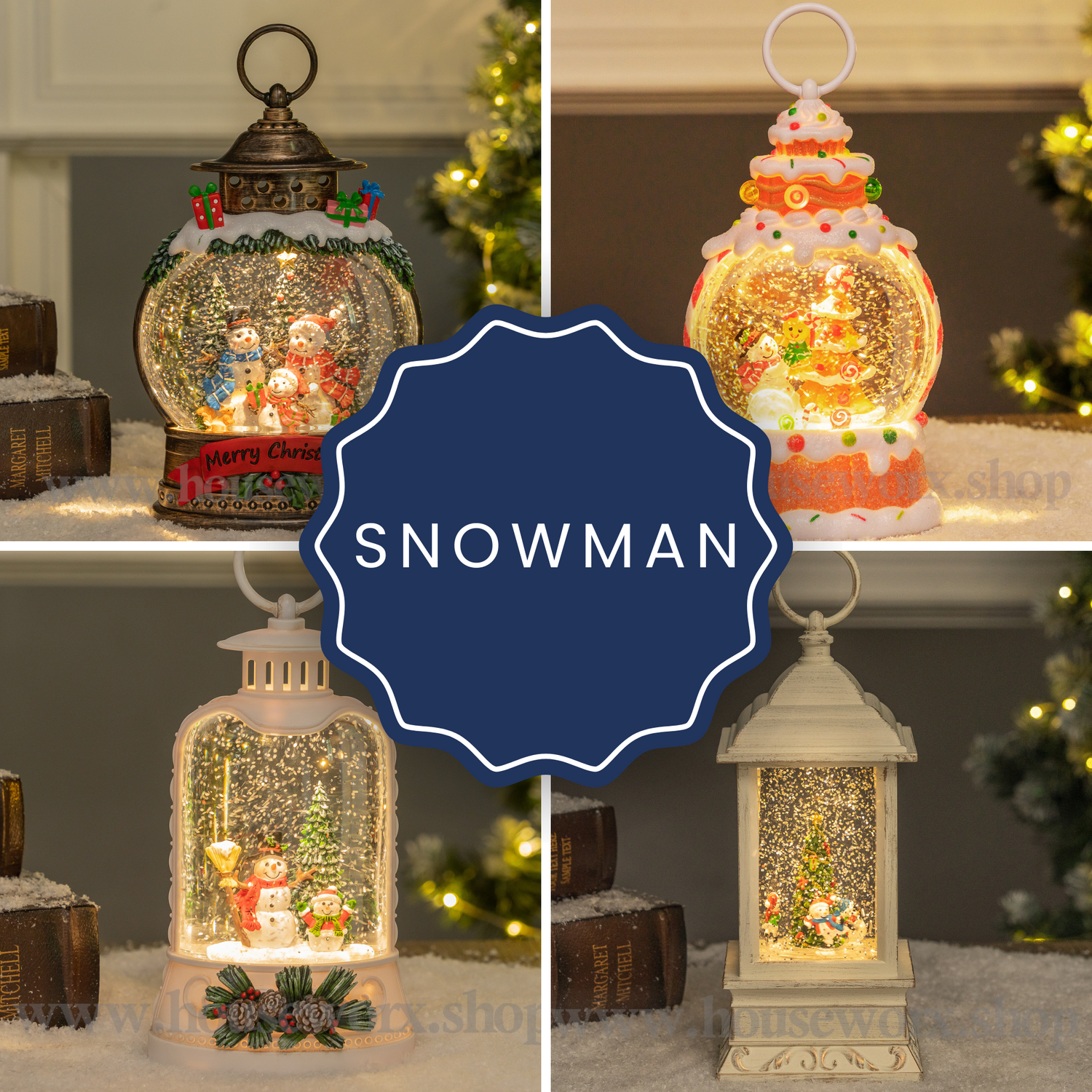 Snowman christmas snow globe collection house worx