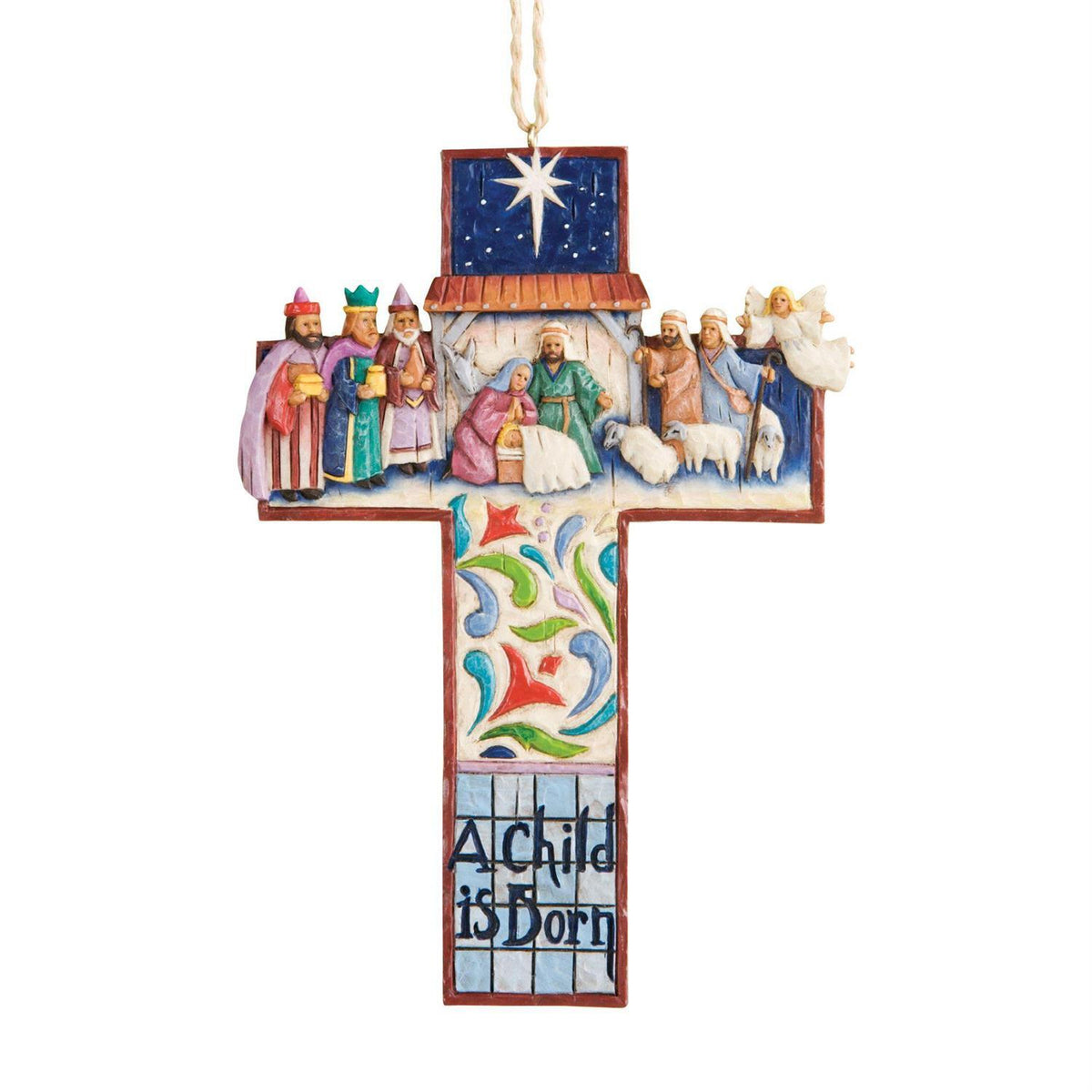 Jim Shore Heartwood Creek - 12cm/4.75" Nativity Scene Cross Hanging Ornament