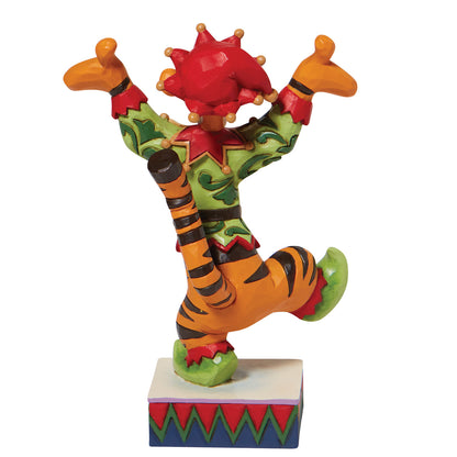 Colorful figurine of a character with a tiger-like body and giraffe-like legs on a white background