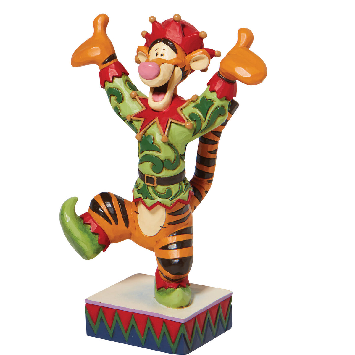 Colorful figurine of a cartoon tiger character on a white background