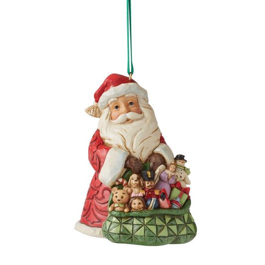 Jim Shore Heartwood Creek - 9cm/3.5" Santa With Bag of Toys Hanging Ornament