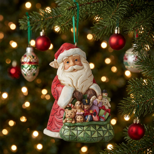 Jim Shore Heartwood Creek - 9cm/3.5" Santa With Bag of Toys Hanging Ornament