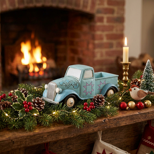 Jim Shore Heartwood Creek - 12cm/4.75" Mini Blue Pickup Truck