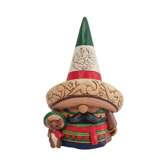 Decorative figurine with a cone hat and mustache on a white background