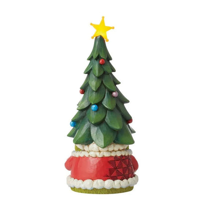 Decorative Christmas tree figurine with a star on top against a white background