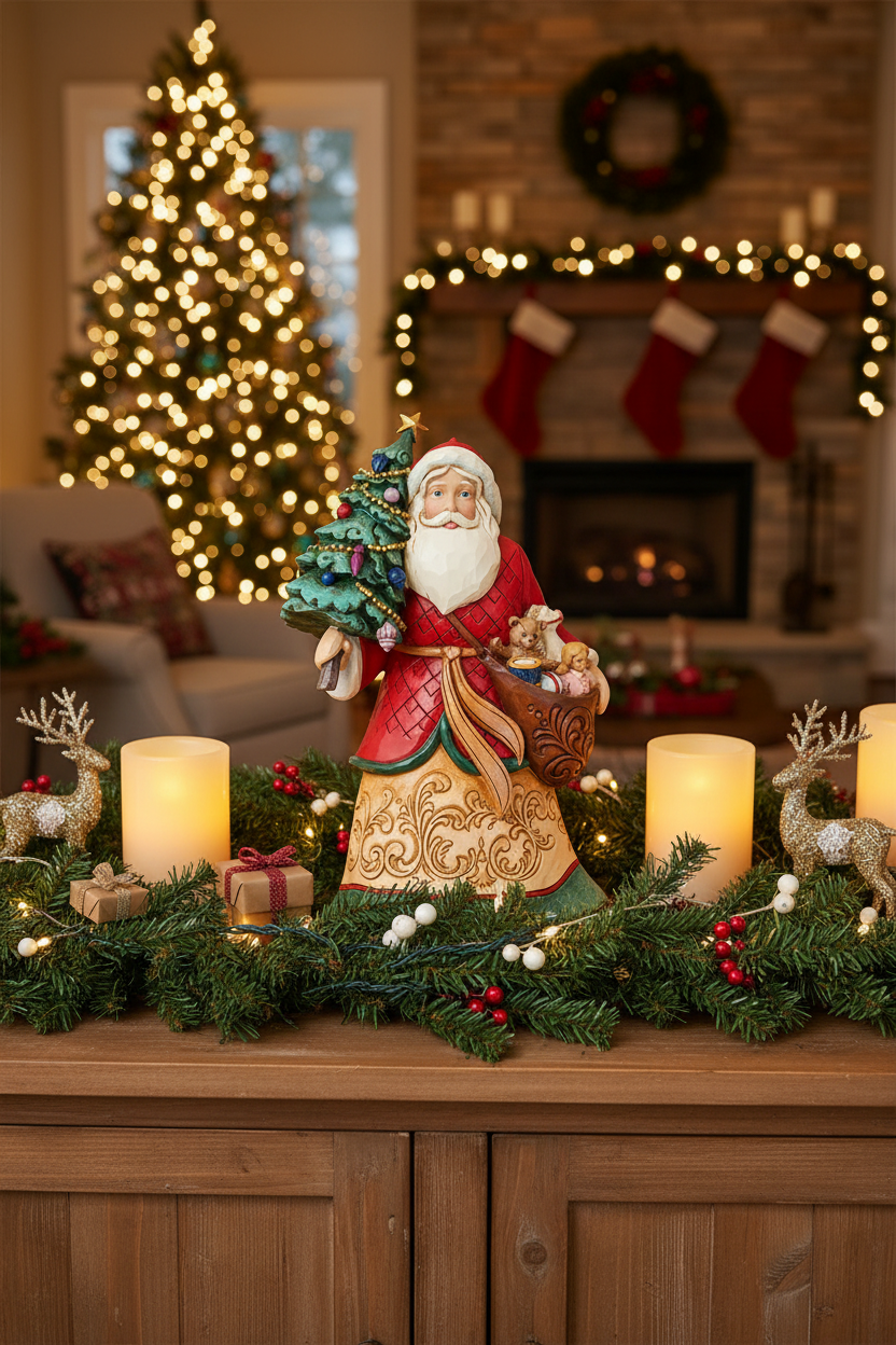 Jim Shore Heartwood Creek - Santa With Tree And Toy Bag