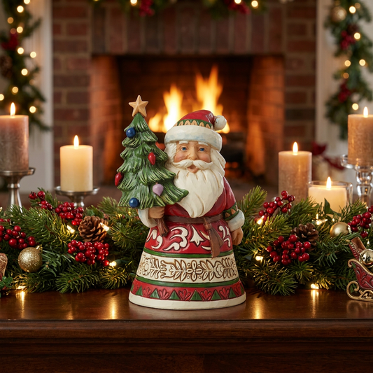 Jim Shore Heartwood Creek - 9.3cm/3.66" Mini Santa Holding Tree
