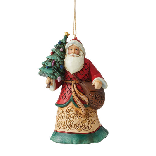 Jim Shore Heartwood Creek - 12cm/4.7" Santa with Tree and Toybag Hanging Ornament