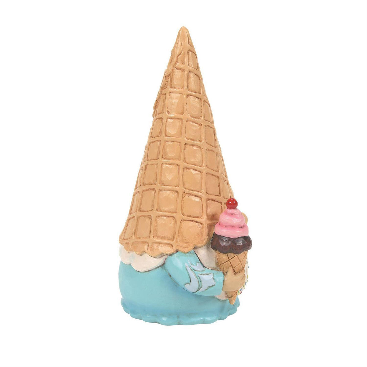 Gnome with an ice cream cone hat on a white background
