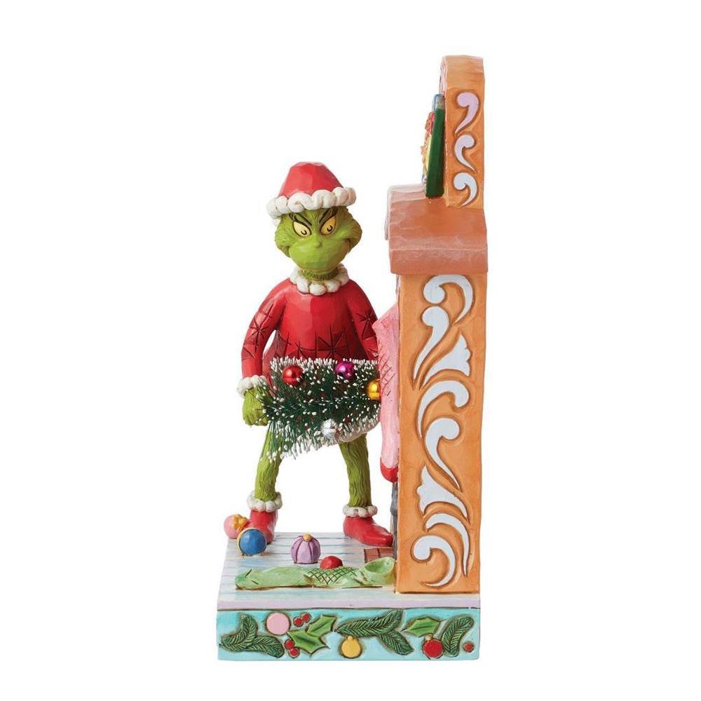 Grinch by Jim Shore - 19cm/7.5" Grinch Pushing Tree Up Fireplace