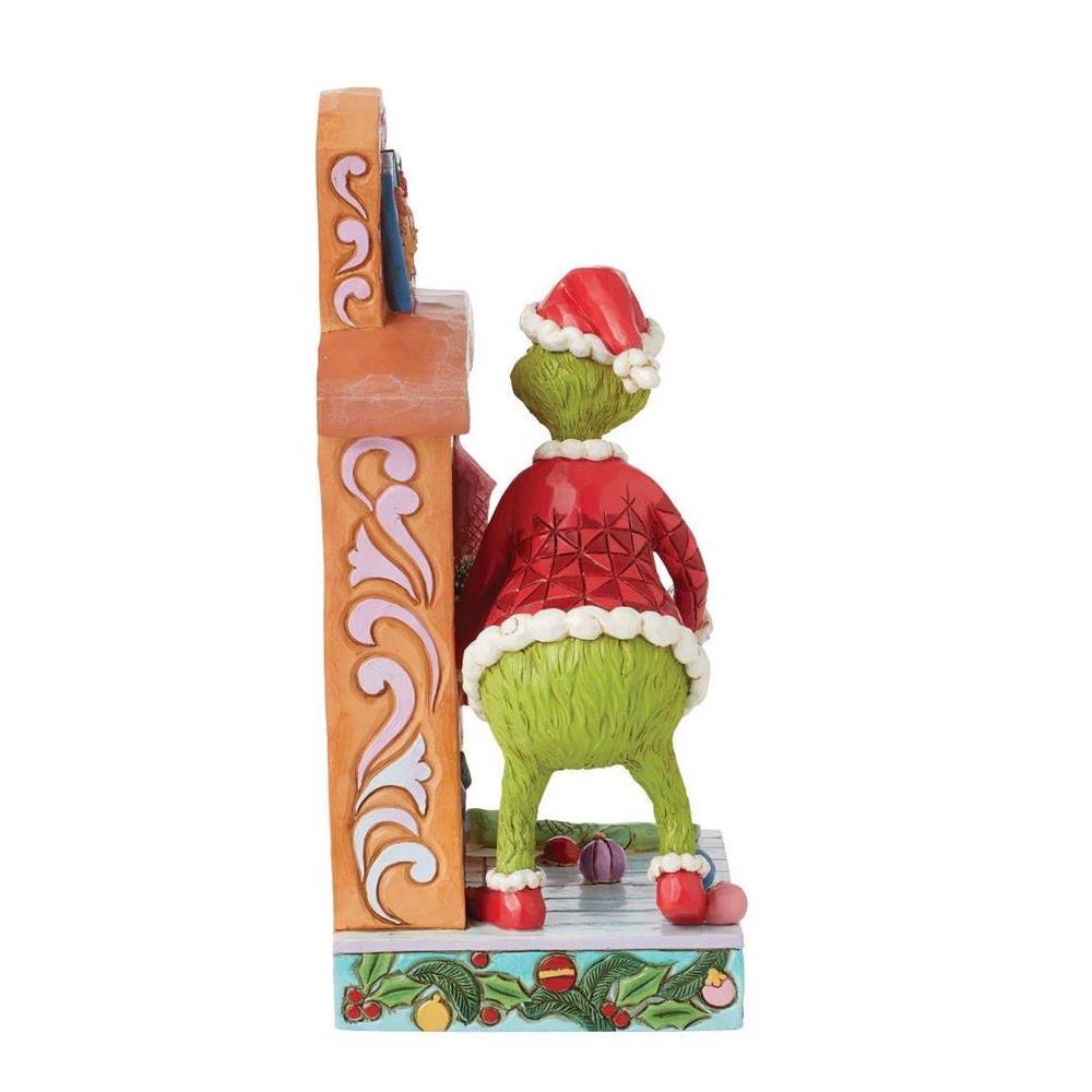 Grinch by Jim Shore - 19cm/7.5" Grinch Pushing Tree Up Fireplace