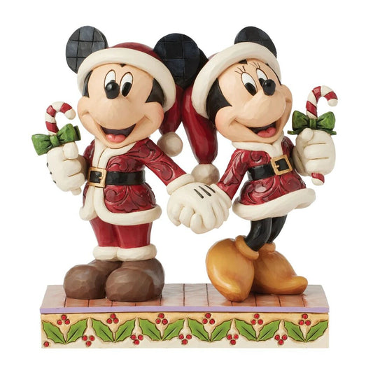 Jim Shore Disney Traditions - 17cm Mickey & Minnie with Candy Canes
