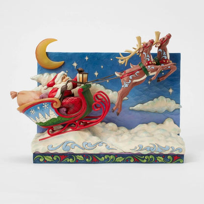 Jim Shore Heartwood Creek - 19cm Musical LED Santa Sleigh with Reindeer